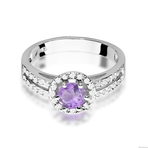 Pierścionek W0087 Ametyst 0,50ct białe złoto 375