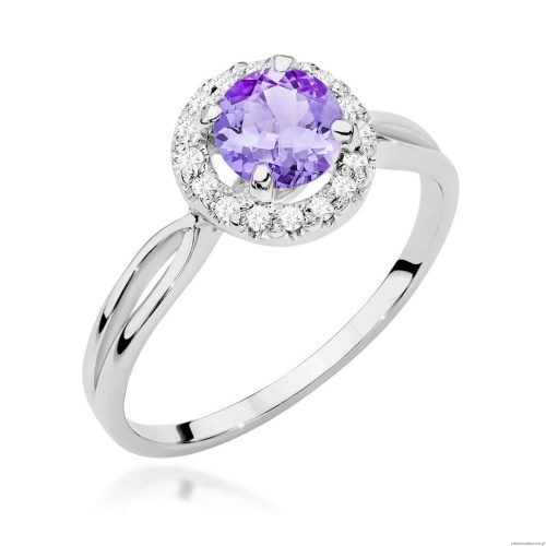 Pierścionek W0538 Ametyst 0,90ct białe złoto 375