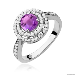 Pierścionek W0274 Ametyst 0,90ct białe złoto 375