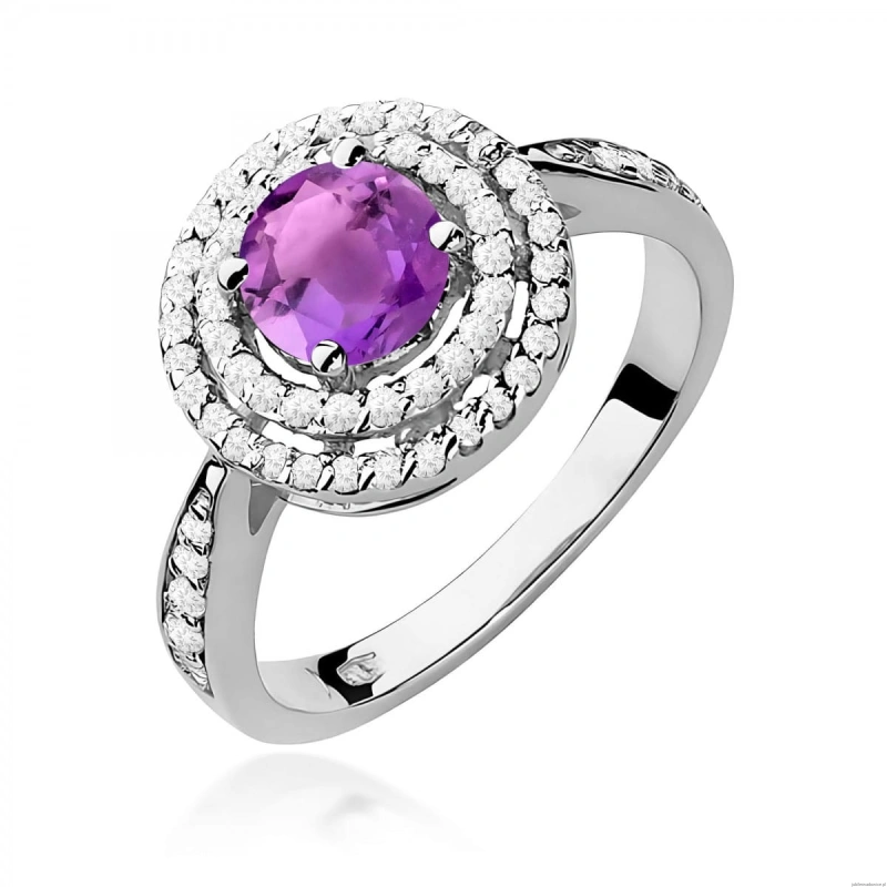 Pierścionek W0274 Ametyst 0,90ct białe złoto 375