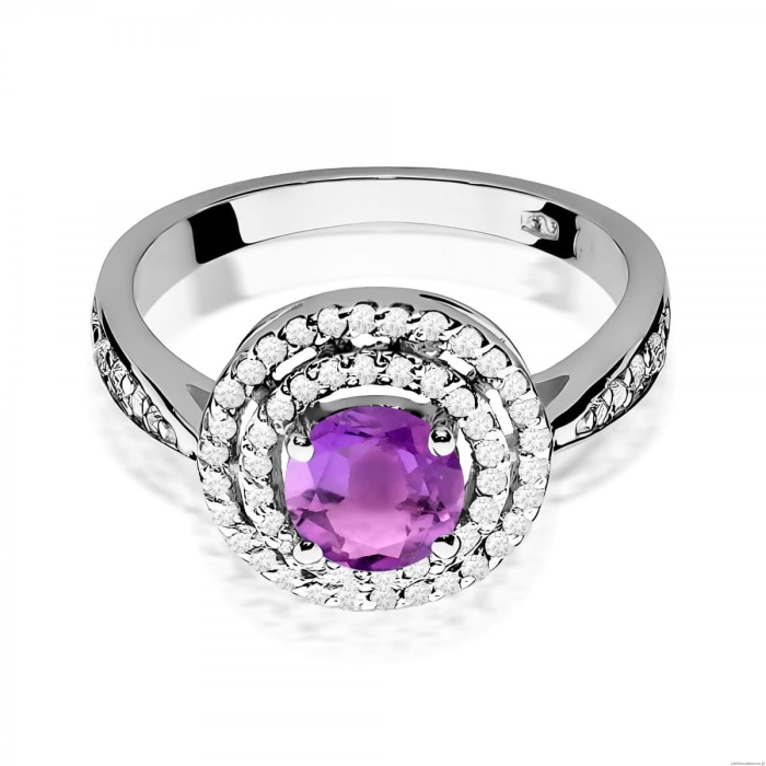Pierścionek W0274 Ametyst 0,90ct białe złoto 375