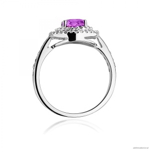 Pierścionek W0274 Ametyst 0,90ct białe złoto 375