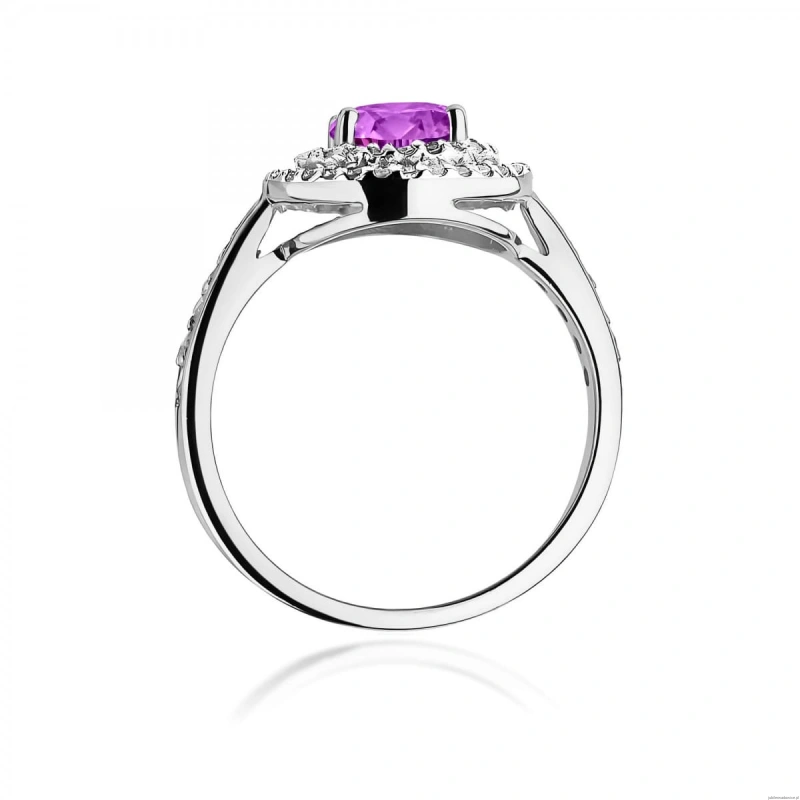 Pierścionek W0274 Ametyst 0,90ct białe złoto 375