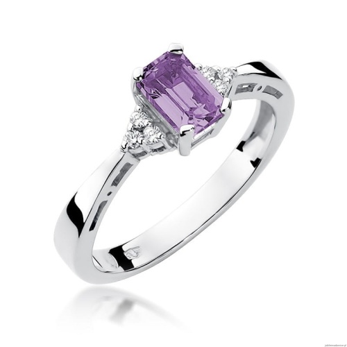 Pierścionek W0002 Ametyst 0,50ct białe złoto 375