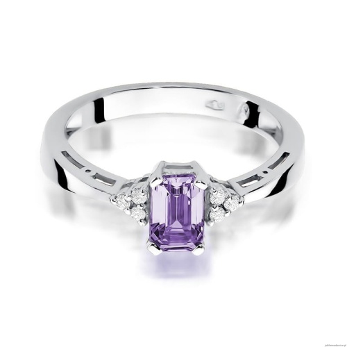 Pierścionek W0002 Ametyst 0,50ct białe złoto 375