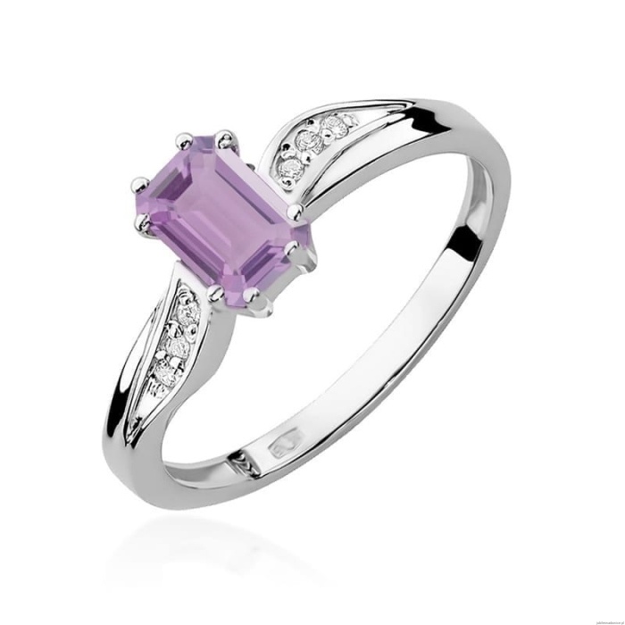Pierścionek W0094 Ametyst 0,50ct białe złoto 375