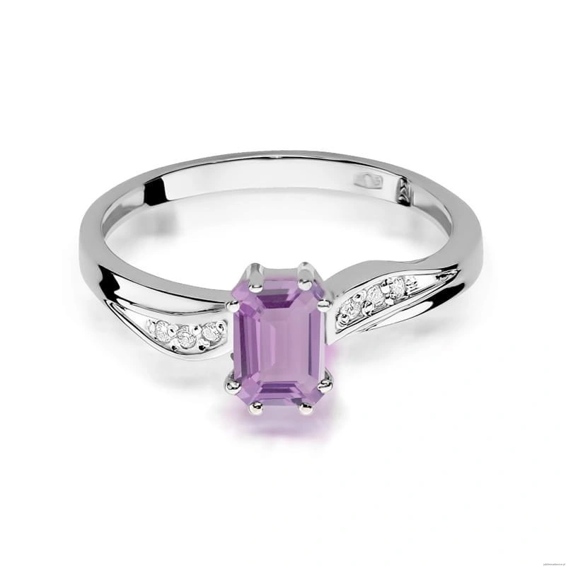 Pierścionek W0094 Ametyst 0,50ct białe złoto 375