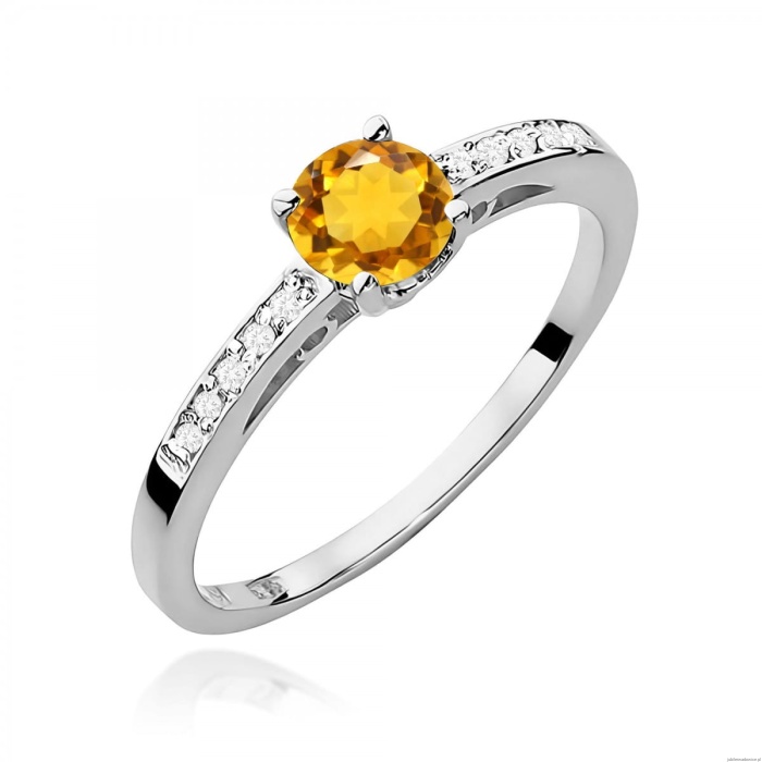 Pierścionek W0066 Cytryn 0,50ct białe złoto 375