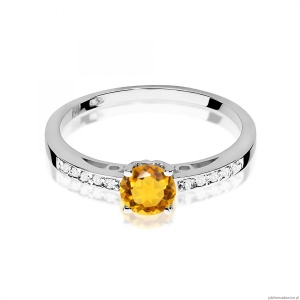 Pierścionek W0066 Cytryn 0,50ct białe złoto 375