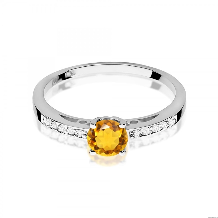 Pierścionek W0066 Cytryn 0,50ct białe złoto 375