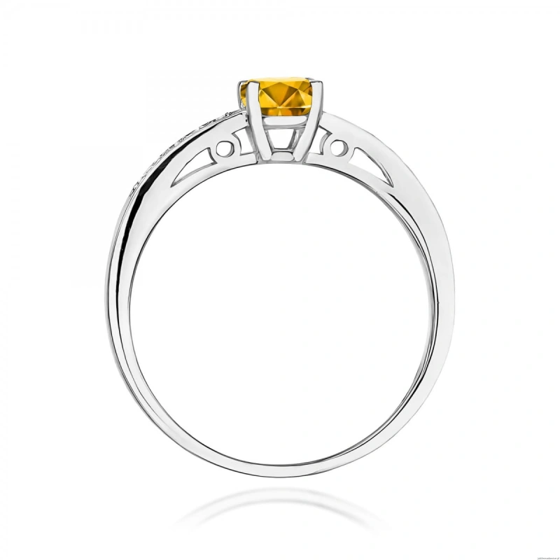 Pierścionek W0066 Cytryn 0,50ct białe złoto 375