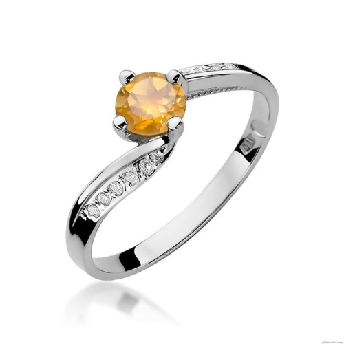 Pierścionek W0084 Cytryn 0,50ct białe złoto 375