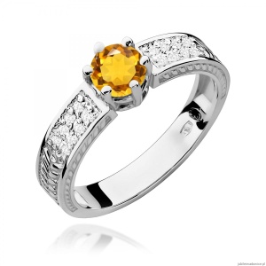 Pierścionek W0075 Cytryn 0,50ct białe złoto 375