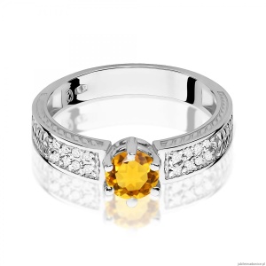 Pierścionek W0075 Cytryn 0,50ct białe złoto 375