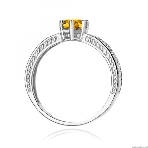 Pierścionek W0075 Cytryn 0,50ct białe złoto 375