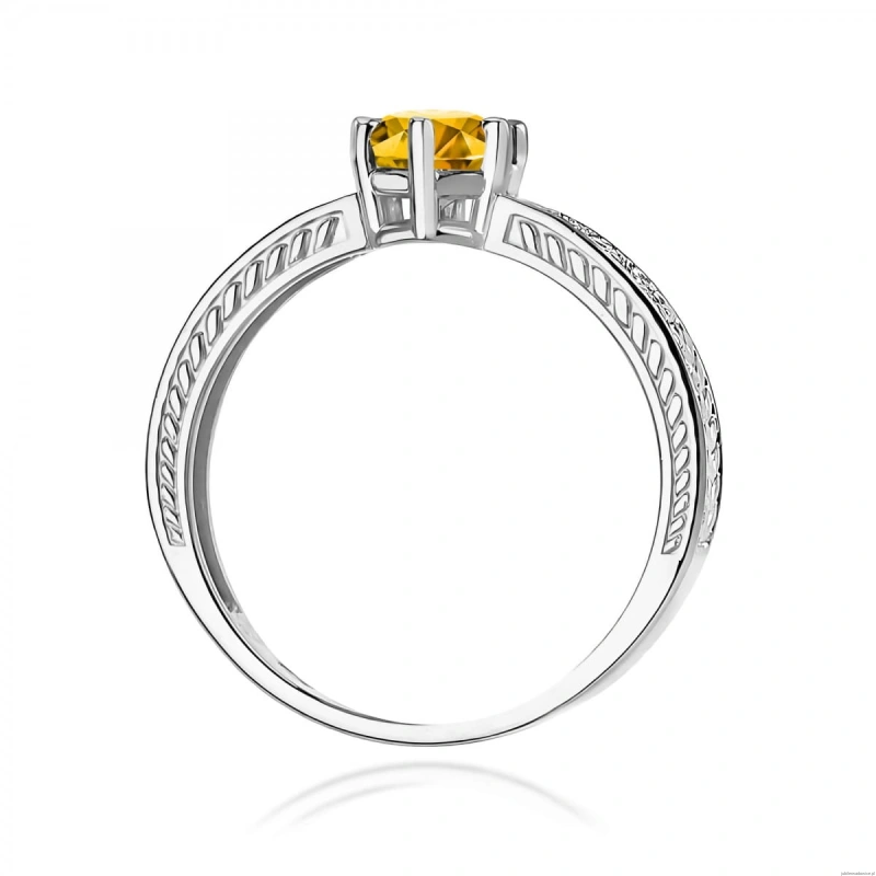 Pierścionek W0075 Cytryn 0,50ct białe złoto 375