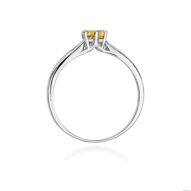 Pierścionek W0074 Cytryn 0,50ct białe złoto 375