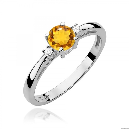 Pierścionek W0010 Cytryn 0,50ct białe złoto 375