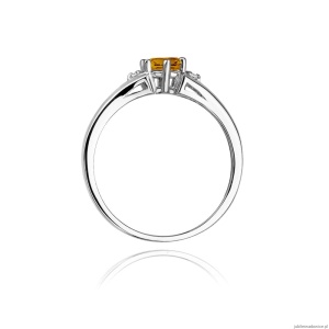 Pierścionek W0076 Cytryn 0,50ct białe złoto 375