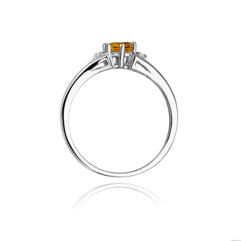 Pierścionek W0076 Cytryn 0,50ct białe złoto 375