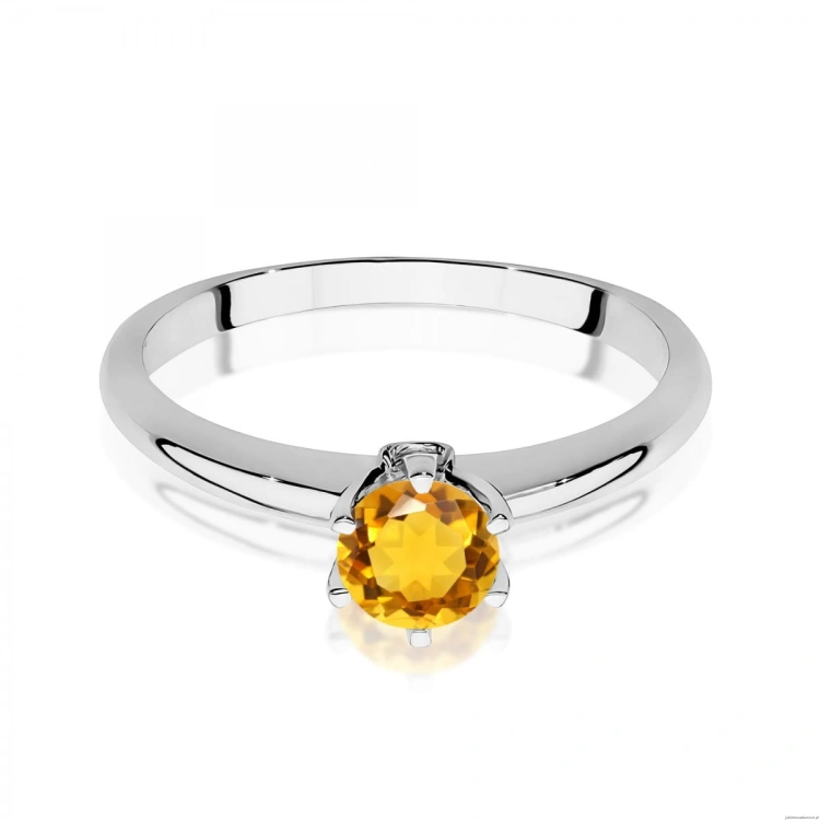 Pierścionek W0557 Cytryn 0,50ct białe złoto 375