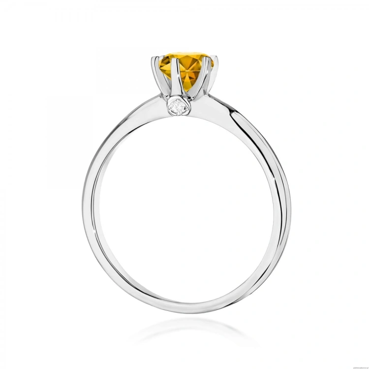 Pierścionek W0557 Cytryn 0,50ct białe złoto 375