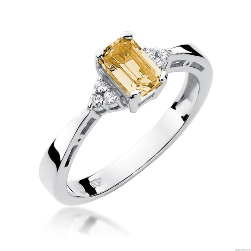 Pierścionek W0002 Cytryn 0,60ct białe złoto 375