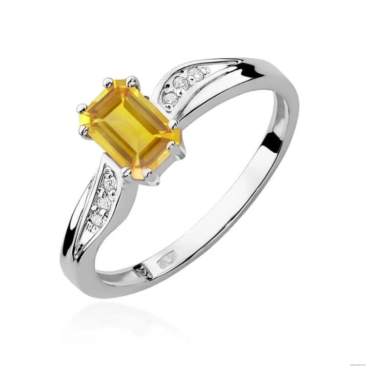 Pierścionek W0094 Cytryn 0,60ct białe złoto 375