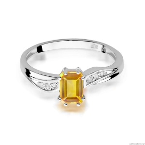 Pierścionek W0094 Cytryn 0,60ct białe złoto 375