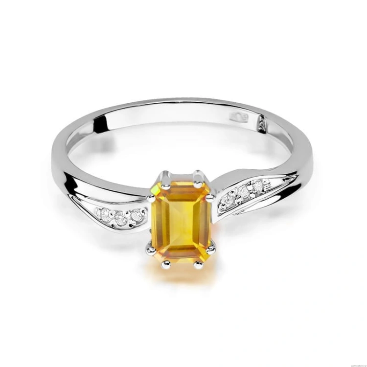 Pierścionek W0094 Cytryn 0,60ct białe złoto 375