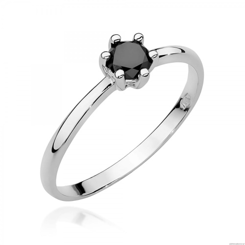 Pierścionek W0496 Czarny Diament 0,30ct białe złoto 375
