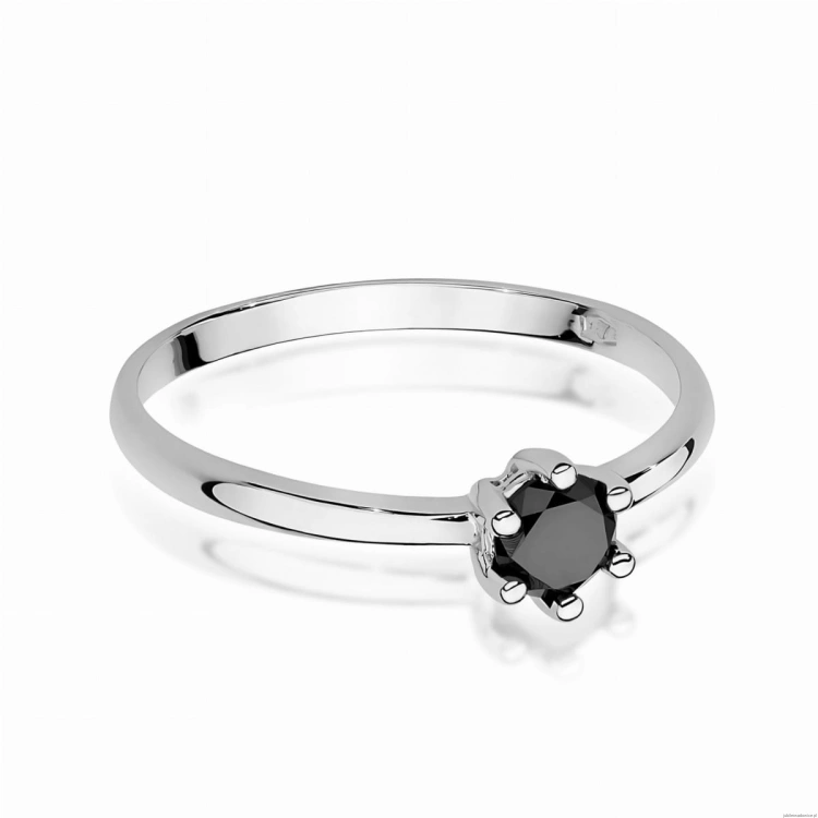 Pierścionek W0496 Czarny Diament 0,30ct białe złoto 375