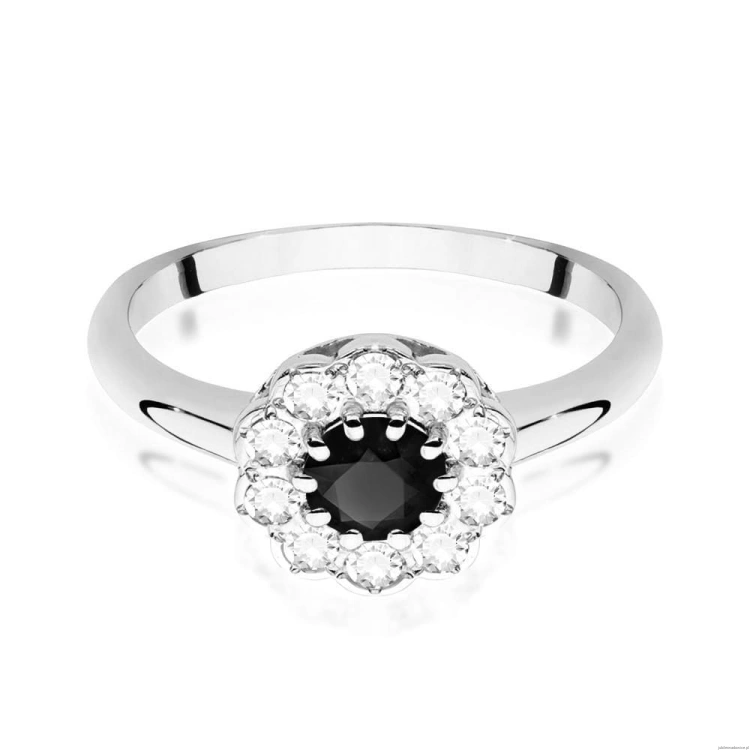 Pierścionek W0529 Czarny Diament 0,50ct białe złoto 375