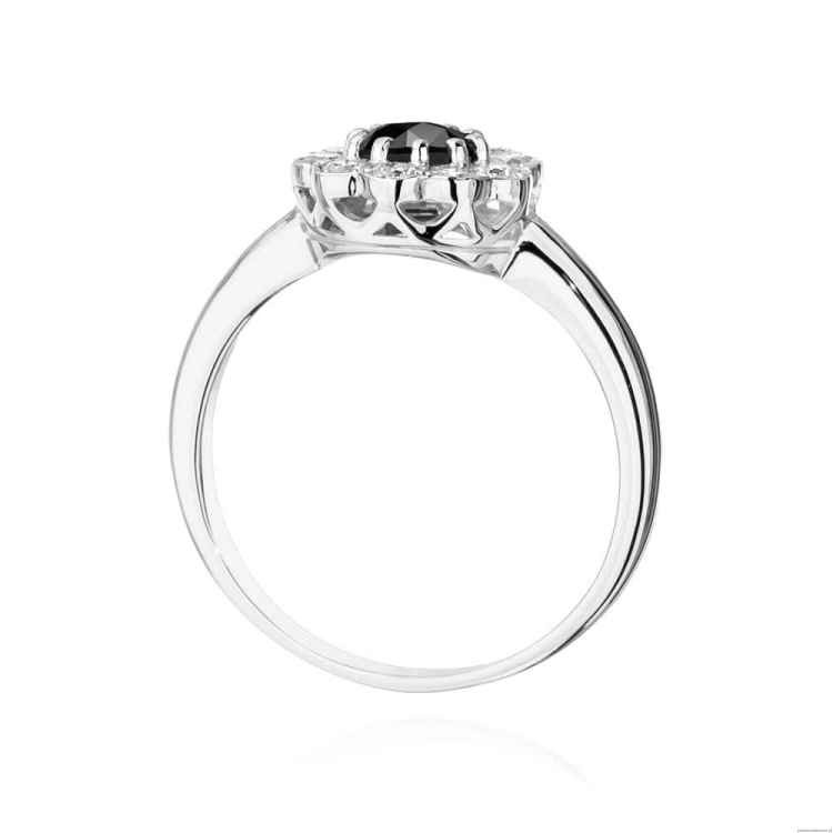 Pierścionek W0529 Czarny Diament 0,50ct białe złoto 375