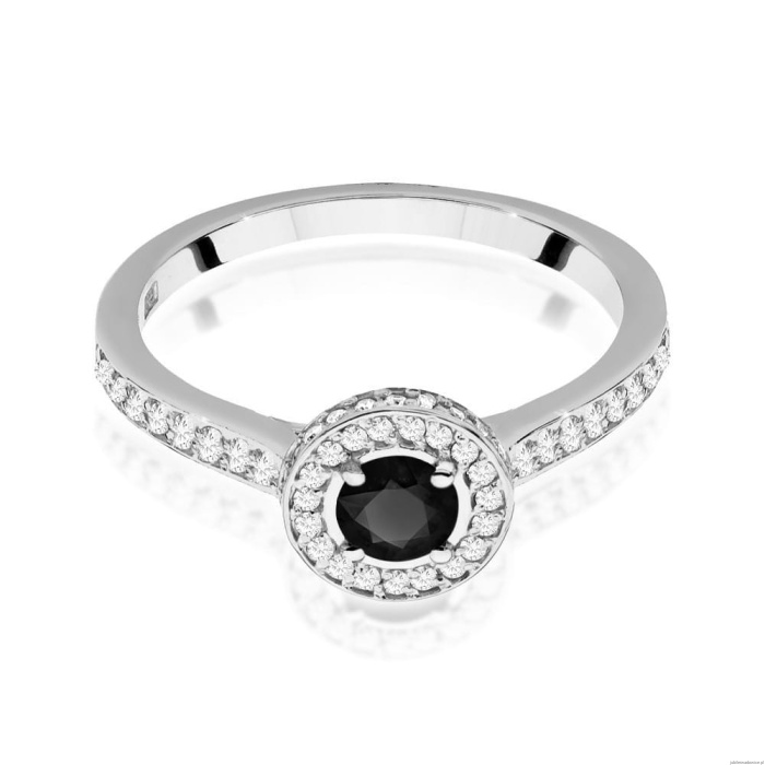 Pierścionek W0559 Czarny Diament 0,30ct białe złoto 375