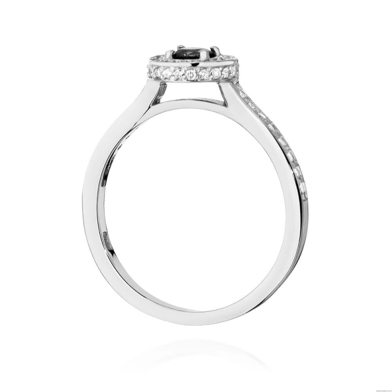 Pierścionek W0559 Czarny Diament 0,30ct białe złoto 375