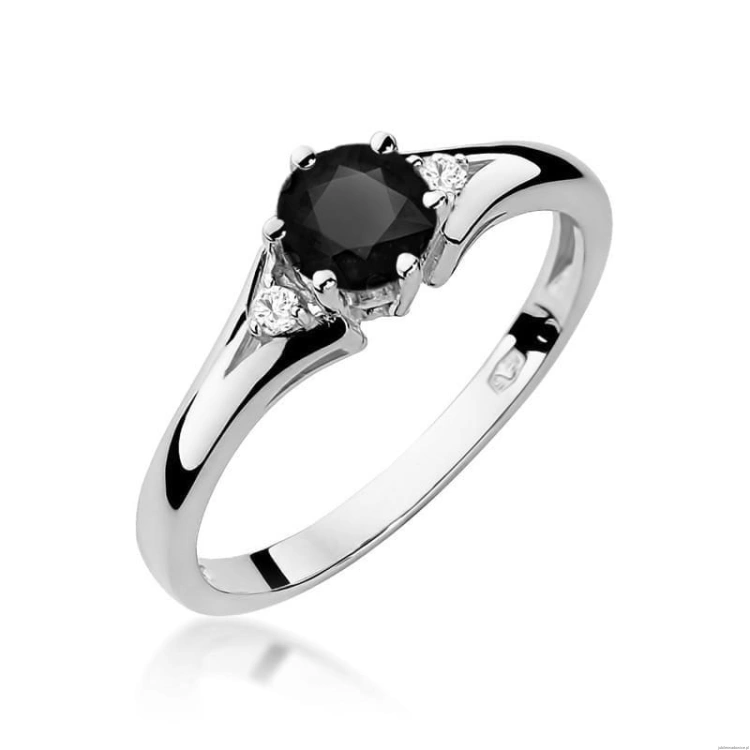 Pierścionek W0076 Czarny Diament 0,50ct białe złoto 375