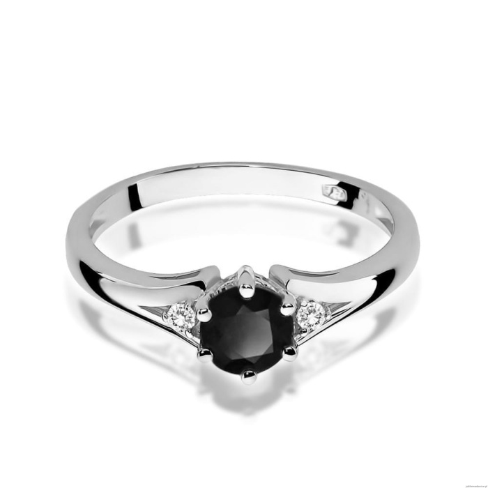 Pierścionek W0076 Czarny Diament 0,50ct białe złoto 375
