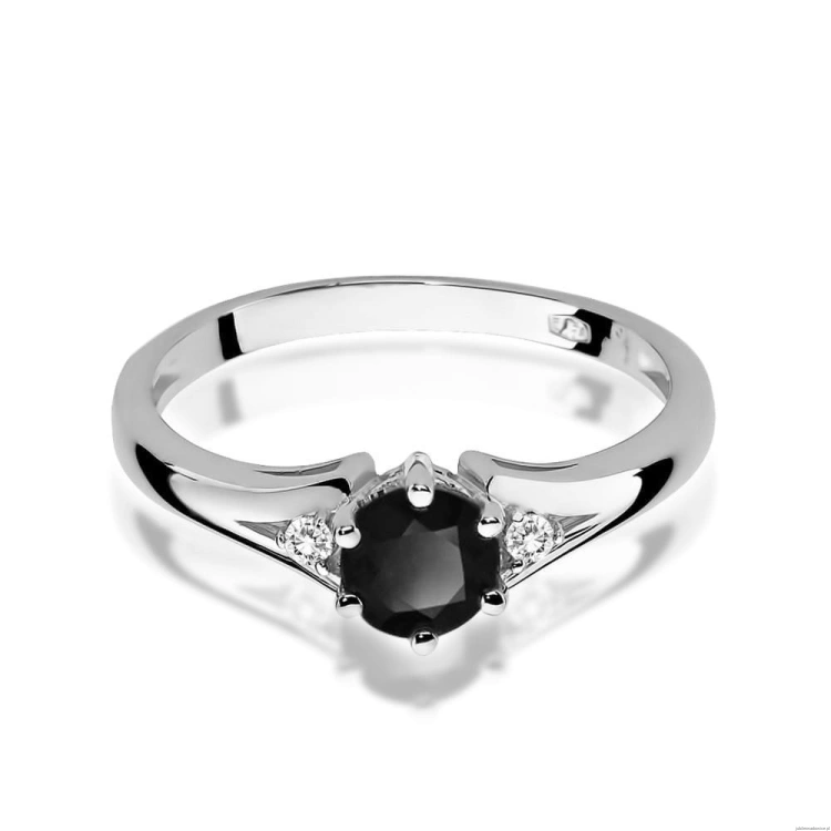 Pierścionek W0076 Czarny Diament 0,50ct białe złoto 375