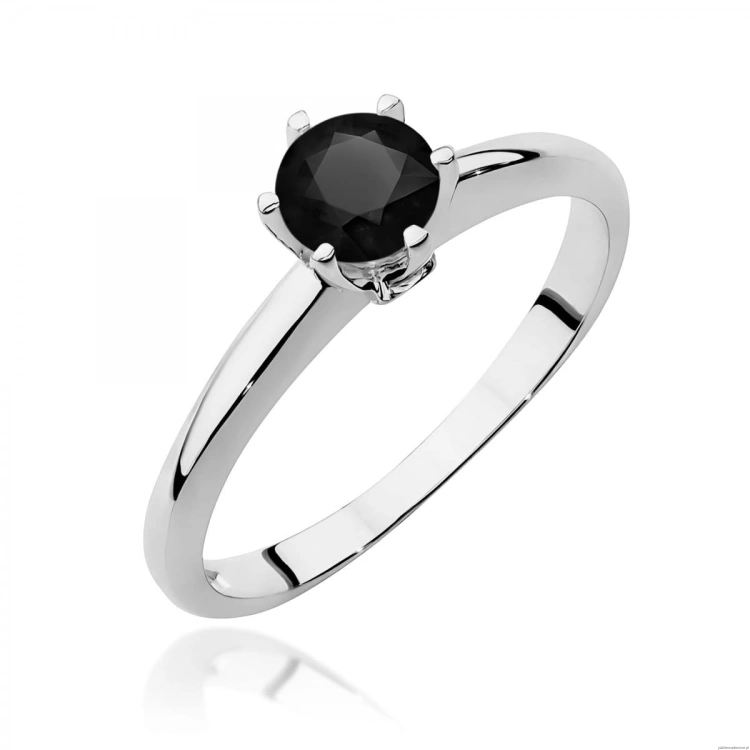Pierścionek W0557 Czarny Diament 0,50ct białe złoto 375
