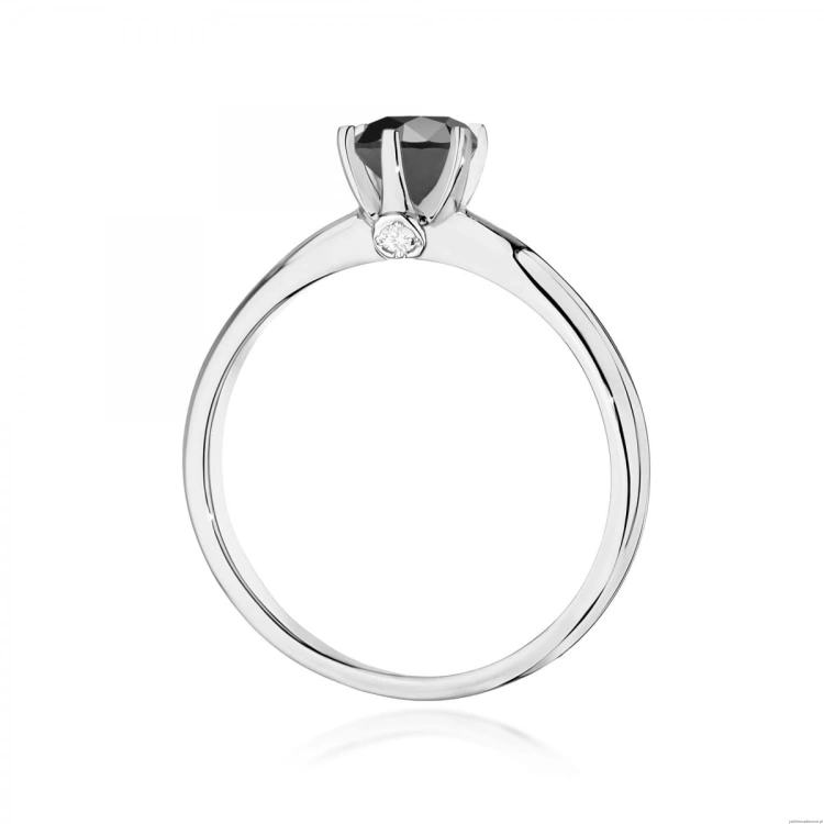 Pierścionek W0557 Czarny Diament 0,50ct białe złoto 375