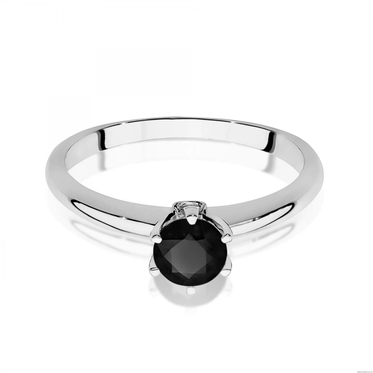 Pierścionek W0557 Czarny Diament 0,50ct białe złoto 375