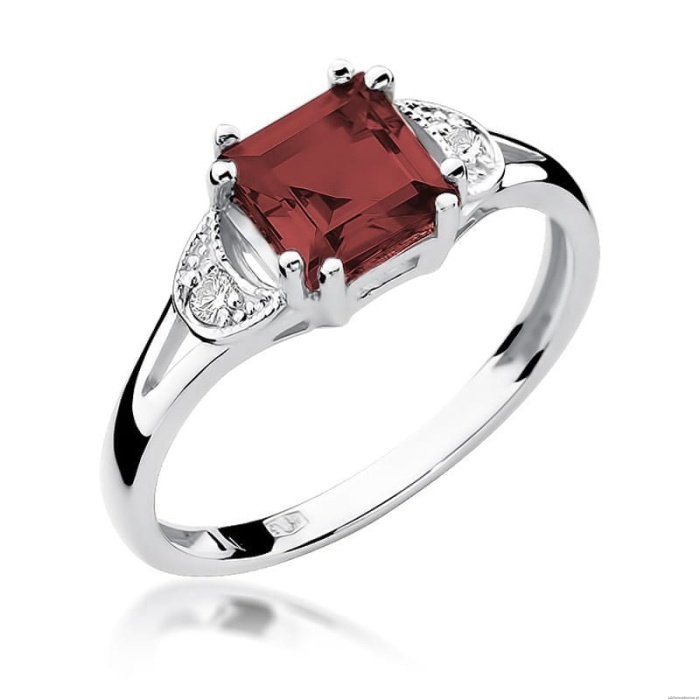 Pierścionek W0040B Granat 1,30ct białe złoto 375