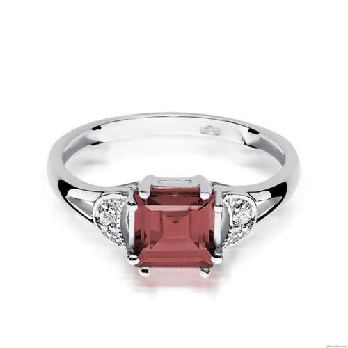 Pierścionek W0040B Granat 1,30ct białe złoto 375