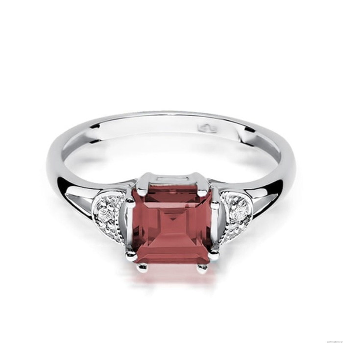 Pierścionek W0040B Granat 1,30ct białe złoto 375