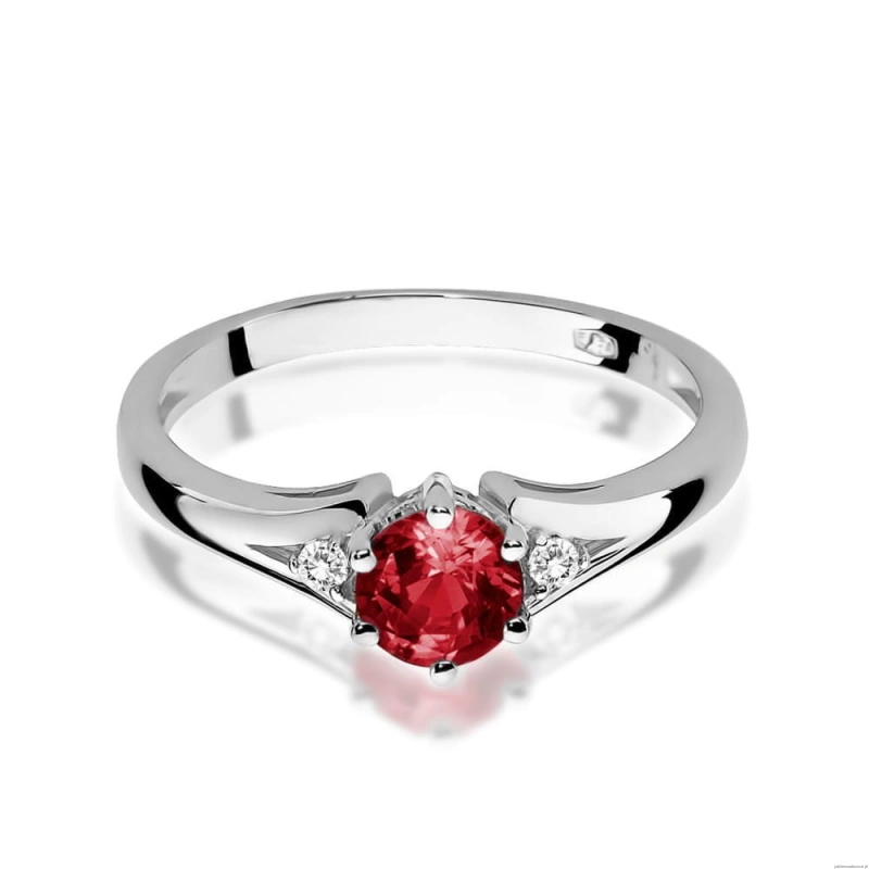 Pierścionek W0076 Granat 0,60ct białe złoto 375