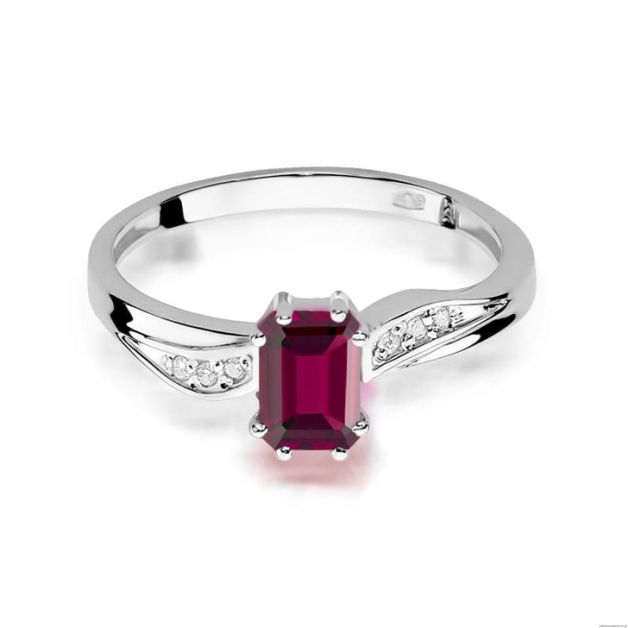 Pierścionek W0094 Granat 0,70ct białe złoto 375