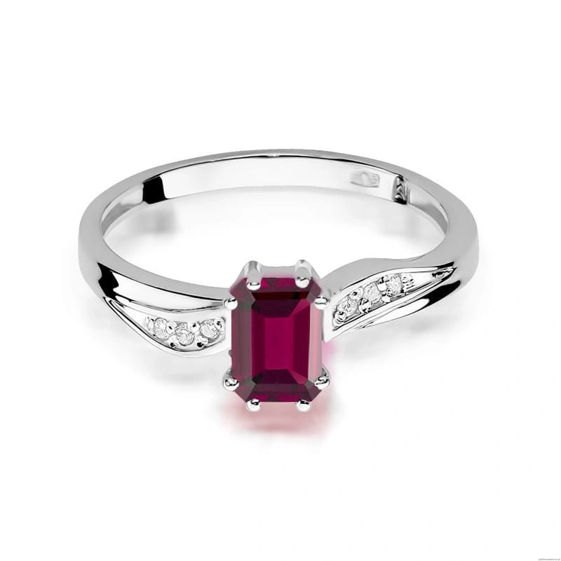 Pierścionek W0094 Granat 0,70ct białe złoto 375