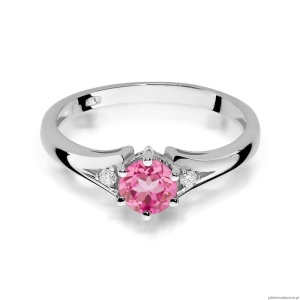 Pierścionek W0076 Różowy Topaz 0,60ct białe złoto 375