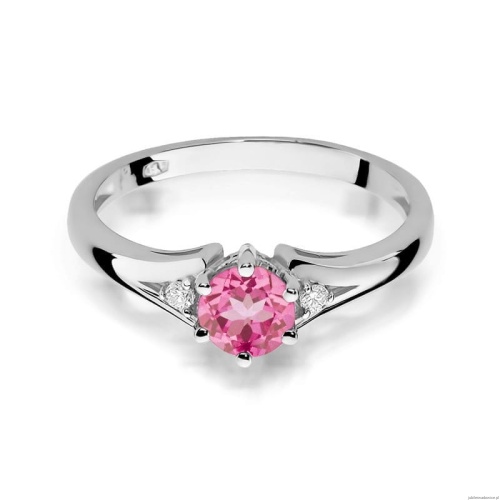 Pierścionek W0076 Różowy Topaz 0,60ct białe złoto 375